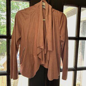 Pink Bagatelle buttery suede jacket with zipper pockets